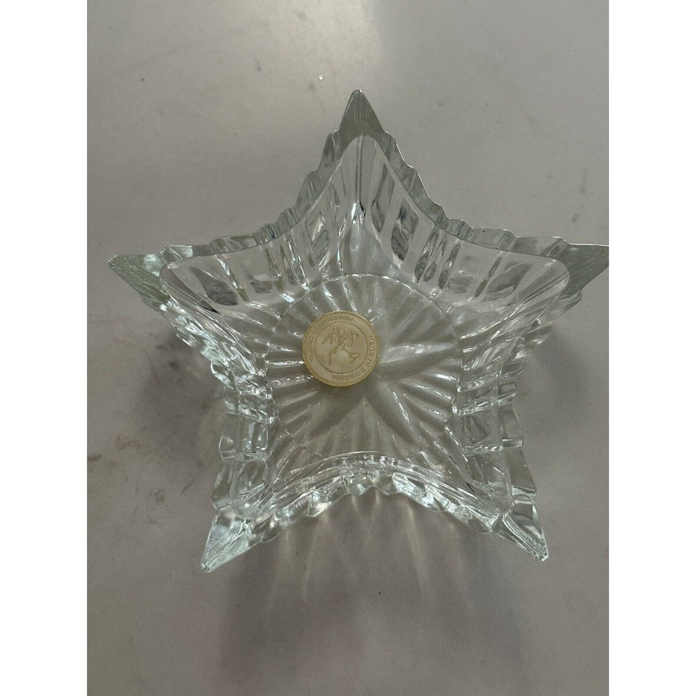 Vtg Crystal Clear Star Shape Lead Crystal Trinket Jewelry Box Romania Glass Lid - Picture 8 of 16
